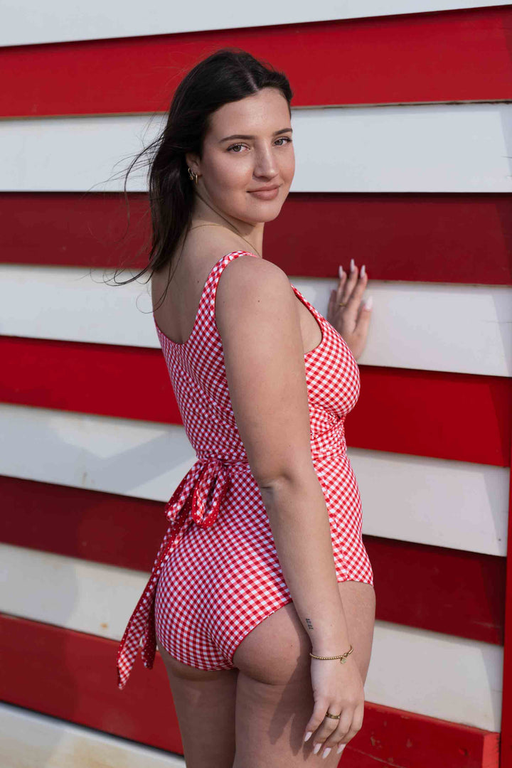 Lola Reversible Bikini Top - Red Polka Dot / Gingham