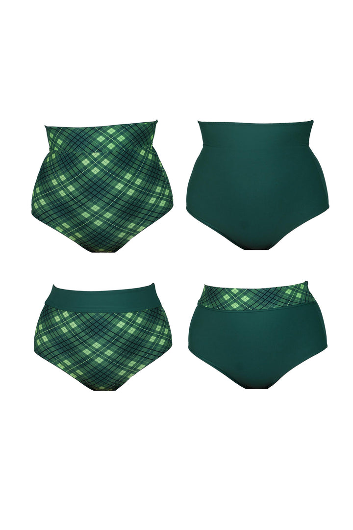 Tamara Reversible Bikini Bottom - Forest Green / Plaid