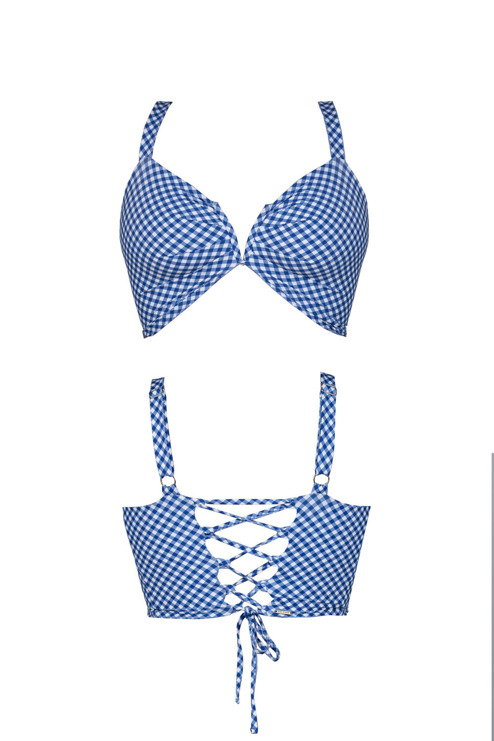 Celeste Bikini Top - Blue Gingham